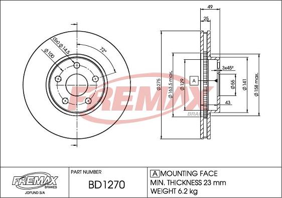 FREMAX BD-1270 - Тормозной диск unicars.by