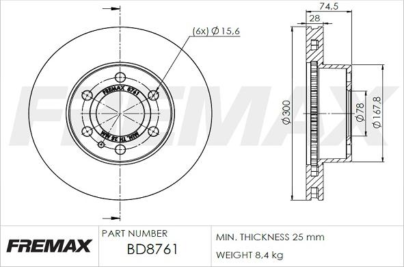 FREMAX BD-8761 - Тормозной диск unicars.by