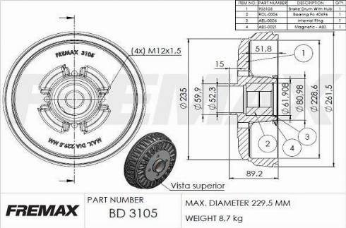 FREMAX BD-3105-KT - Тормозной барабан unicars.by