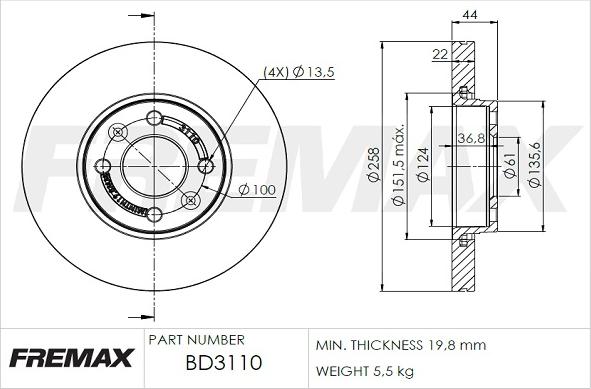 FREMAX BD-3110 - Тормозной диск unicars.by