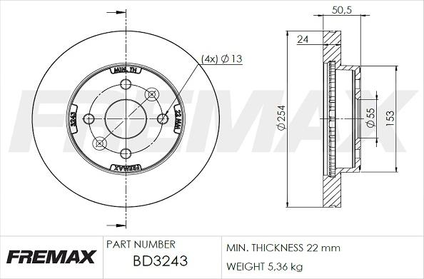 FREMAX BD-3243 - Тормозной диск unicars.by