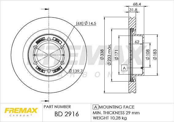 FREMAX BD-2916 - Тормозной диск unicars.by