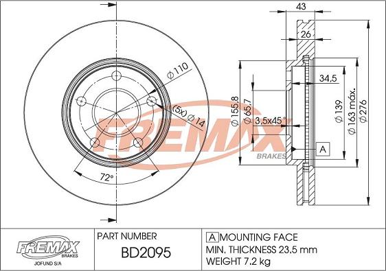 FREMAX BD-2095 - Тормозной диск unicars.by