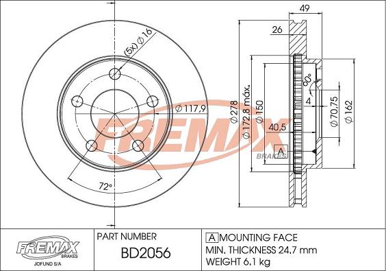 FREMAX BD-2056 - Тормозной диск unicars.by