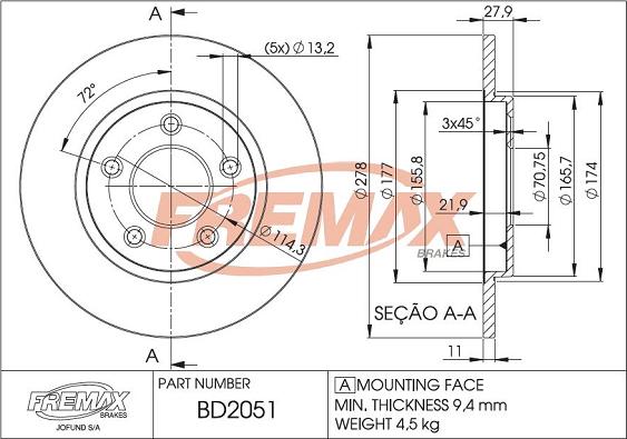 FREMAX BD-2051 - Тормозной диск unicars.by