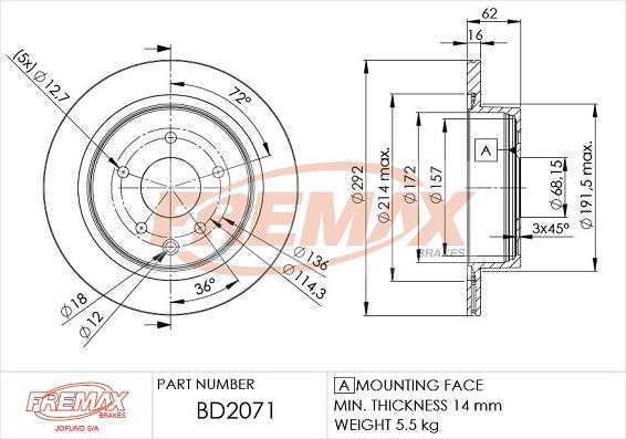 FREMAX BD-2071 - Тормозной диск unicars.by