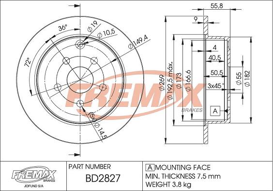 FREMAX BD-2827 - Тормозной диск unicars.by