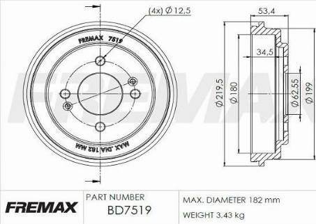 FREMAX BD-7519 - Тормозной барабан unicars.by