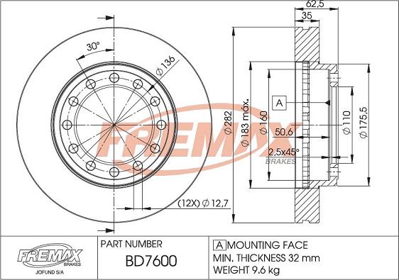 FREMAX BD-7600 - Тормозной диск unicars.by