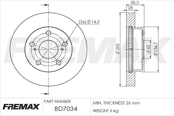 FREMAX BD-7034 - Тормозной диск unicars.by