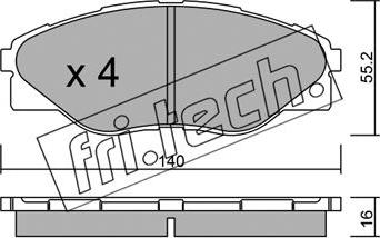 Fri.Tech. 952.0 - Тормозные колодки, дисковые, комплект unicars.by