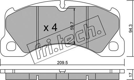 Fri.Tech. 973.3 - Тормозные колодки, дисковые, комплект unicars.by