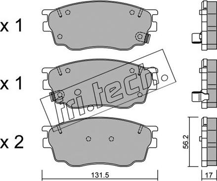 Fri.Tech. 491.0 - Тормозные колодки, дисковые, комплект unicars.by