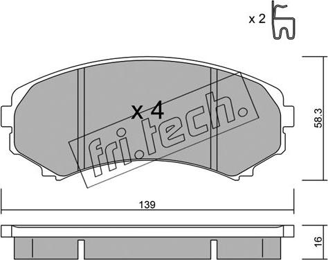 Fri.Tech. 414.0 - Тормозные колодки, дисковые, комплект unicars.by