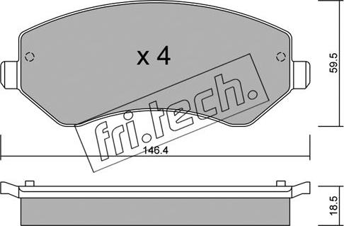 Fri.Tech. 540.0 - Тормозные колодки, дисковые, комплект unicars.by