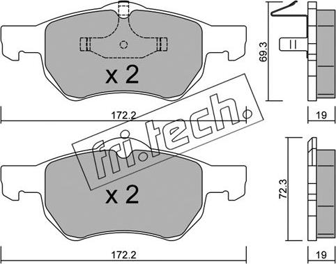 Fri.Tech. 539.0 - Тормозные колодки, дисковые, комплект unicars.by