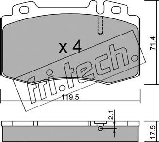 Fri.Tech. 579.0 - Тормозные колодки, дисковые, комплект unicars.by