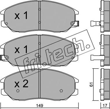 Fri.Tech. 649.0 - Тормозные колодки, дисковые, комплект unicars.by