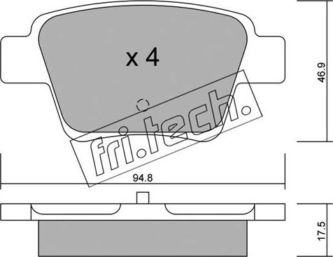 Fri.Tech. 655.0 - Тормозные колодки, дисковые, комплект unicars.by