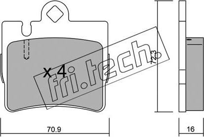 Fri.Tech. 613.0 - Тормозные колодки, дисковые, комплект unicars.by