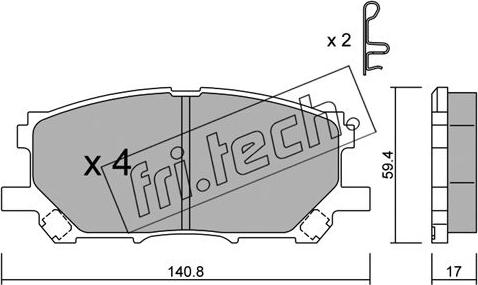 Fri.Tech. 634.0 - Тормозные колодки, дисковые, комплект unicars.by