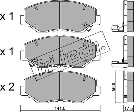 Fri.Tech. 622.0 - Тормозные колодки, дисковые, комплект unicars.by