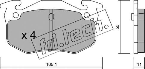 Fri.Tech. 040.2 - Тормозные колодки, дисковые, комплект unicars.by