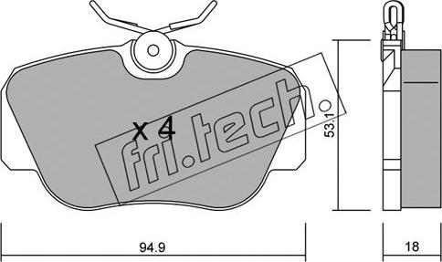 Fri.Tech. 043.0 - Тормозные колодки, дисковые, комплект unicars.by