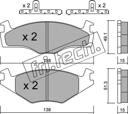 Fri.Tech. 047.0K - Тормозные колодки, дисковые, комплект unicars.by