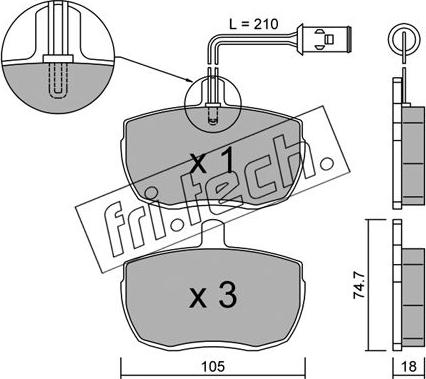 Fri.Tech. 018.5 - Тормозные колодки, дисковые, комплект unicars.by