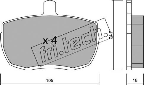 Fri.Tech. 018.0 - Тормозные колодки, дисковые, комплект unicars.by