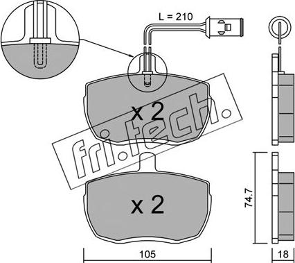 Fri.Tech. 018.2 - Тормозные колодки, дисковые, комплект unicars.by