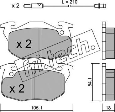 Fri.Tech. 039.0 - Тормозные колодки, дисковые, комплект unicars.by