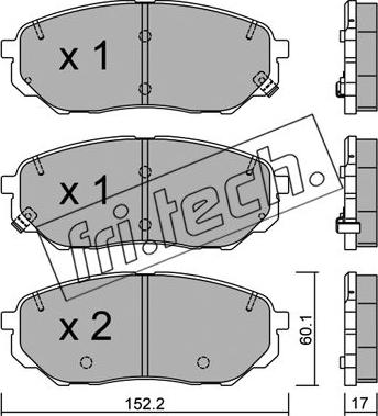 Fri.Tech. 1096.0 - Тормозные колодки, дисковые, комплект unicars.by