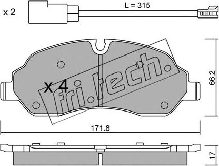 Fri.Tech. 1056.0 - Тормозные колодки, дисковые, комплект unicars.by