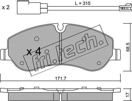 Fri.Tech. 1006.0 - Тормозные колодки, дисковые, комплект unicars.by