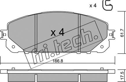 Fri.Tech. 1016.0 - Тормозные колодки, дисковые, комплект unicars.by