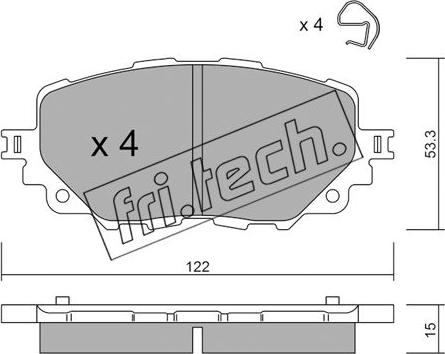 Fri.Tech. 1086.0 - Тормозные колодки, дисковые, комплект unicars.by