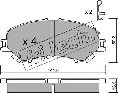 Fri.Tech. 1034.0 - Тормозные колодки, дисковые, комплект unicars.by