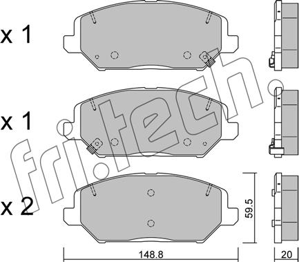 Fri.Tech. 1163.0 - Тормозные колодки, дисковые, комплект unicars.by