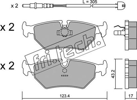 Fri.Tech. 182.1W - Тормозные колодки, дисковые, комплект unicars.by