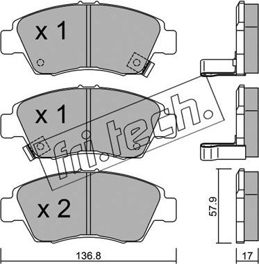 Fri.Tech. 178.0 - Тормозные колодки, дисковые, комплект unicars.by