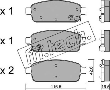 Fri.Tech. 857.0 - Тормозные колодки, дисковые, комплект unicars.by