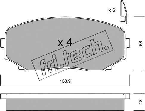 Fri.Tech. 889.0 - Тормозные колодки, дисковые, комплект unicars.by