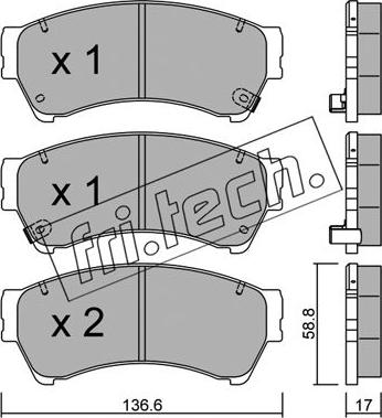 Fri.Tech. 886.0 - Тормозные колодки, дисковые, комплект unicars.by