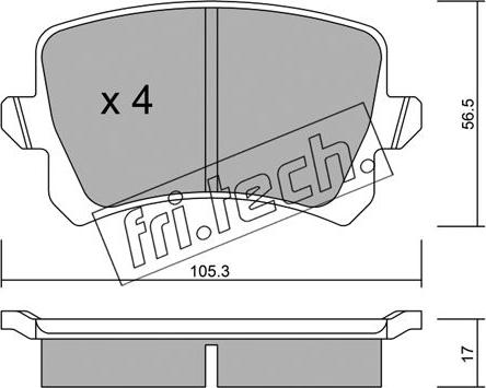 Fri.Tech. 822.0 - Тормозные колодки, дисковые, комплект unicars.by