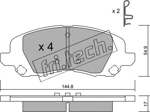 Fri.Tech. 878.0 - Тормозные колодки, дисковые, комплект unicars.by