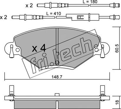 Fri.Tech. 340.0 - Тормозные колодки, дисковые, комплект unicars.by