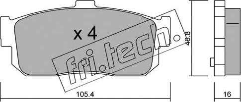 Fri.Tech. 200.0 - Тормозные колодки, дисковые, комплект unicars.by