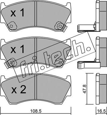 Fri.Tech. 286.0 - Тормозные колодки, дисковые, комплект unicars.by